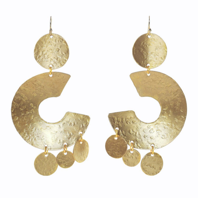 Buy Handcrafted Brass Half Circles Textured Earring | Shop Verified Sustainable Products on Brown Living