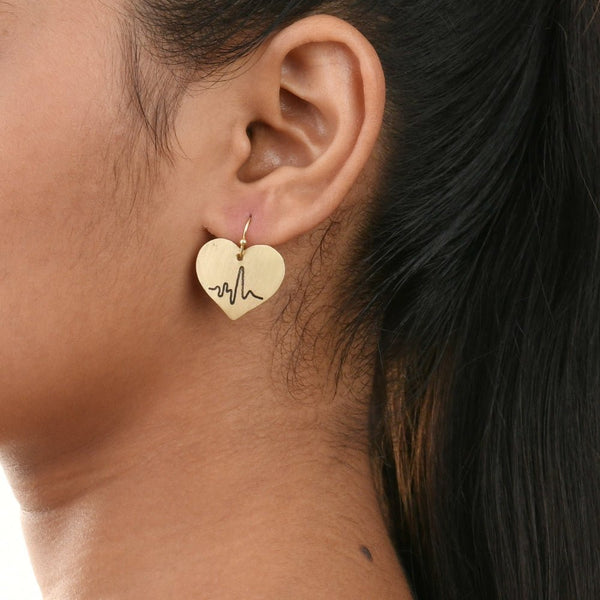 Buy Handcrafted Brass Heart Shaped Earrings | Shop Verified Sustainable Products on Brown Living