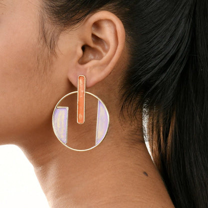 Handcrafted Brass Orange Stud Earring | Verified Sustainable by Brown Living™