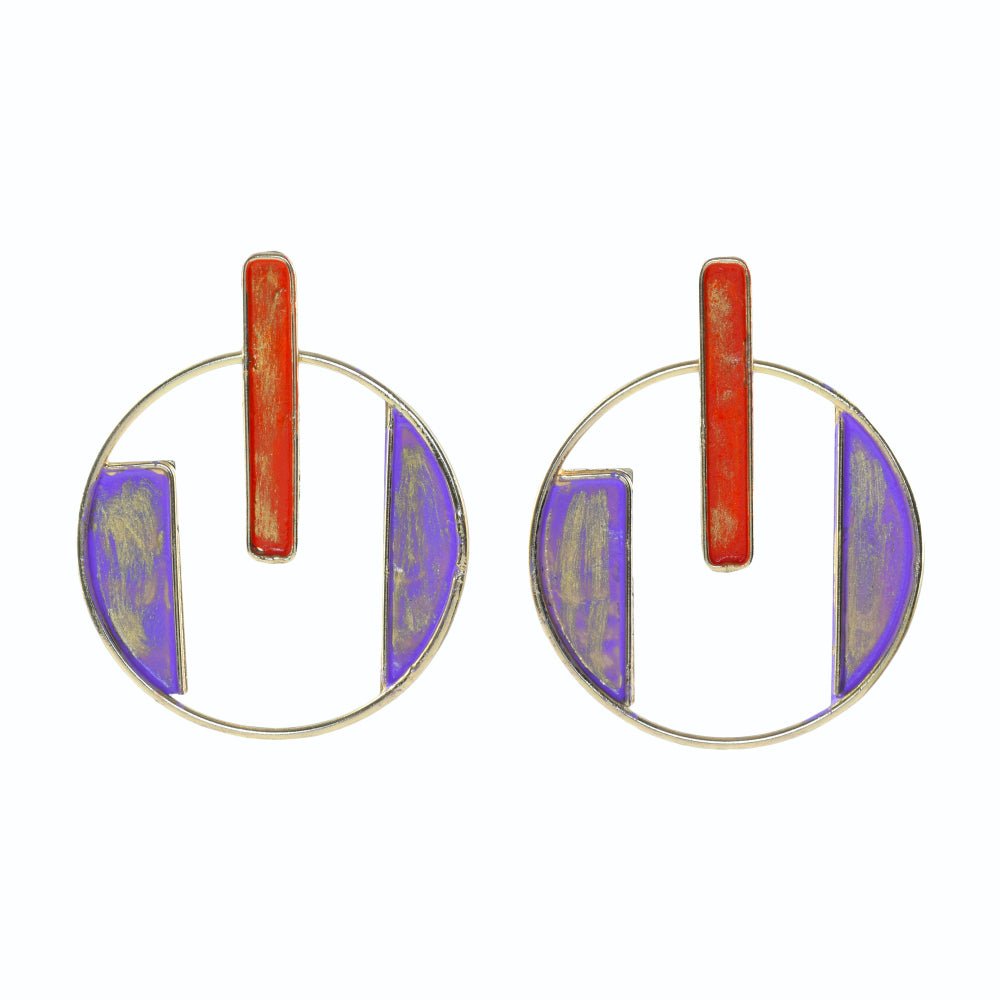 Handcrafted Brass Orange Stud Earring | Verified Sustainable by Brown Living™