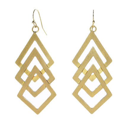 Handcrafted Brass Rhombus Design Earrings | Verified Sustainable by Brown Living™