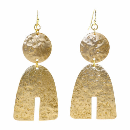 Handcrafted Brass Textured Earrings | Verified Sustainable by Brown Living™