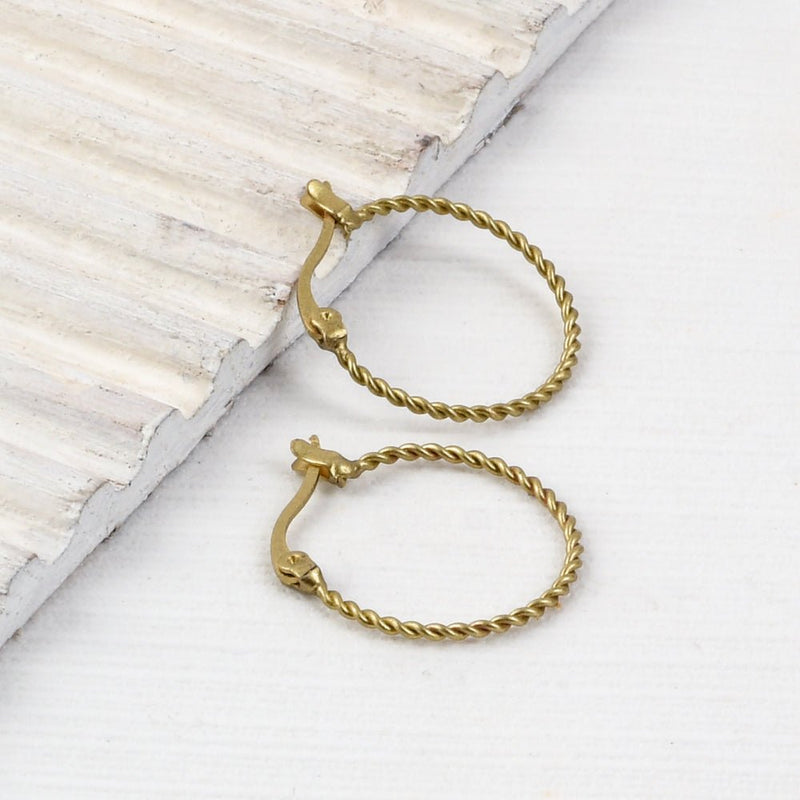 Buy Handcrafted Brass Twisted Hoop Earrings | Shop Verified Sustainable Womens earrings on Brown Living™