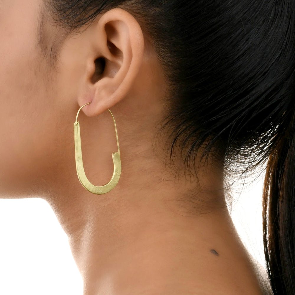 Handcrafted Brass U Shape Earrings | Verified Sustainable by Brown Living™