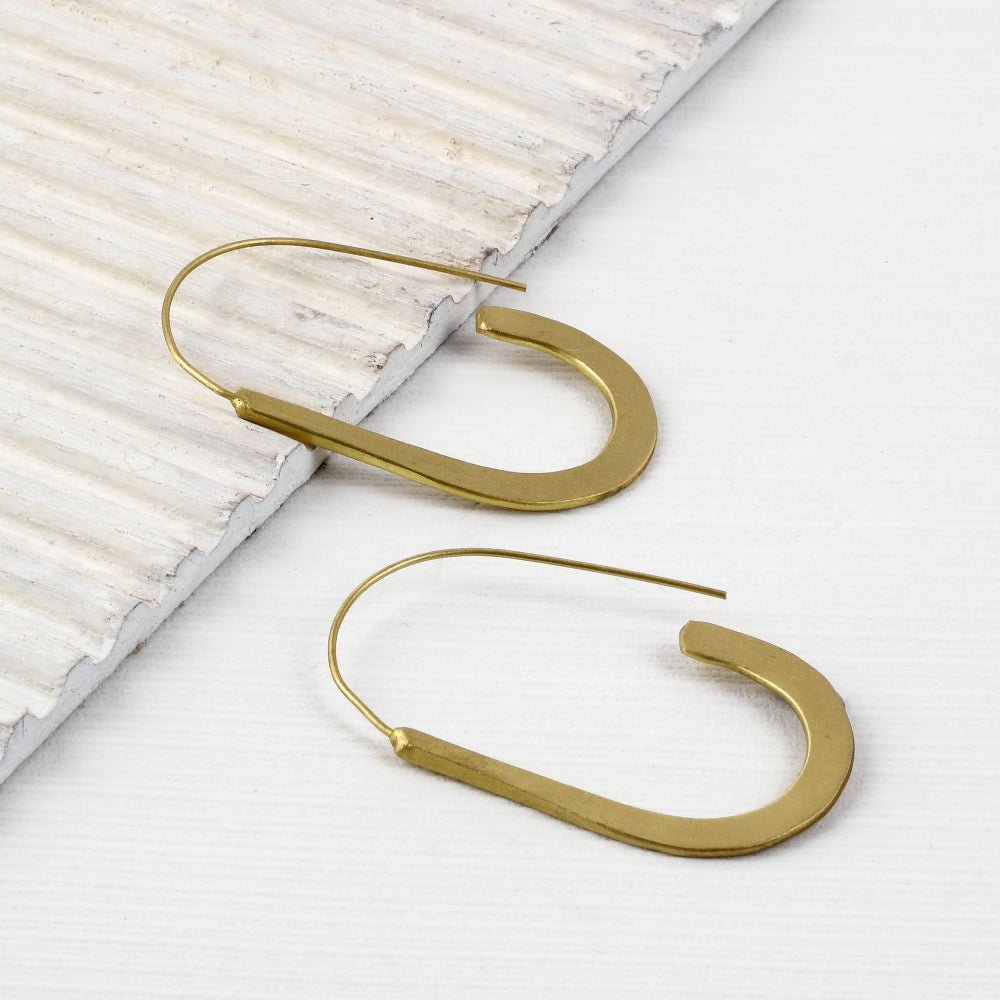 Handcrafted Brass U Shape Earrings | Verified Sustainable by Brown Living™