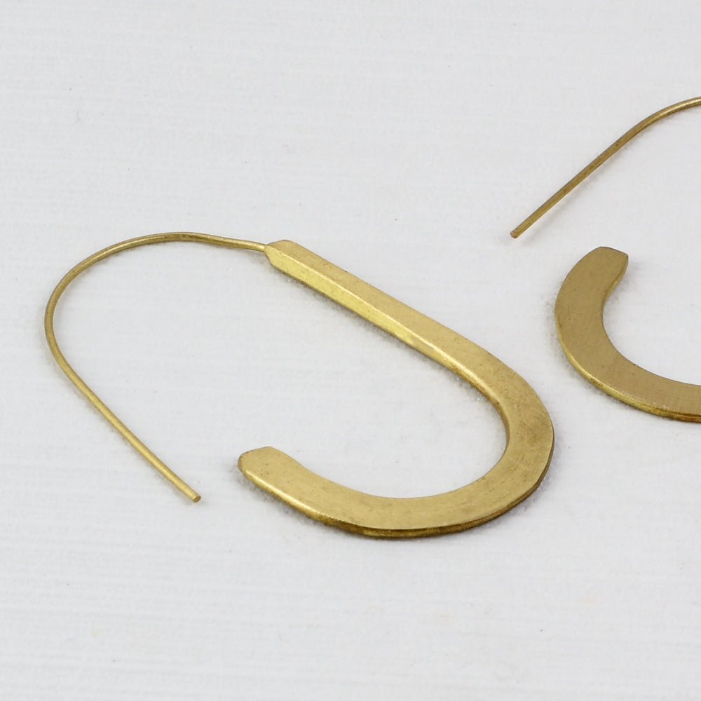 Handcrafted Brass U Shape Earrings | Verified Sustainable by Brown Living™