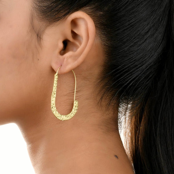 Buy Handcrafted Brass U Shape Hammered Earrings | Shop Verified Sustainable Womens earrings on Brown Living™