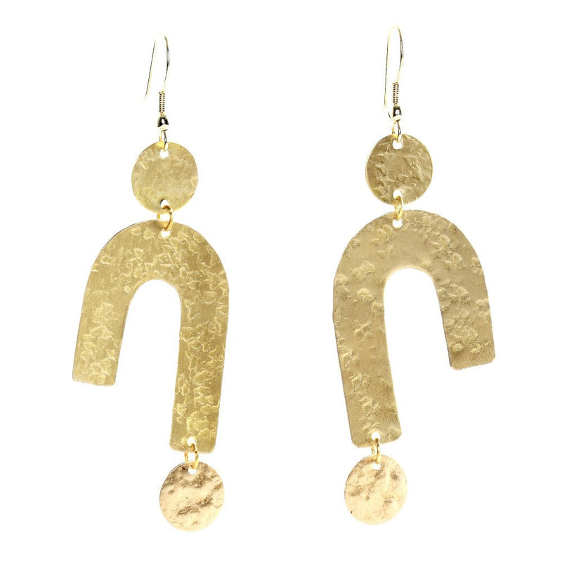Buy Handcrafted Brass U Shaped Textured Earrings | Shop Verified Sustainable Womens earrings on Brown Living™