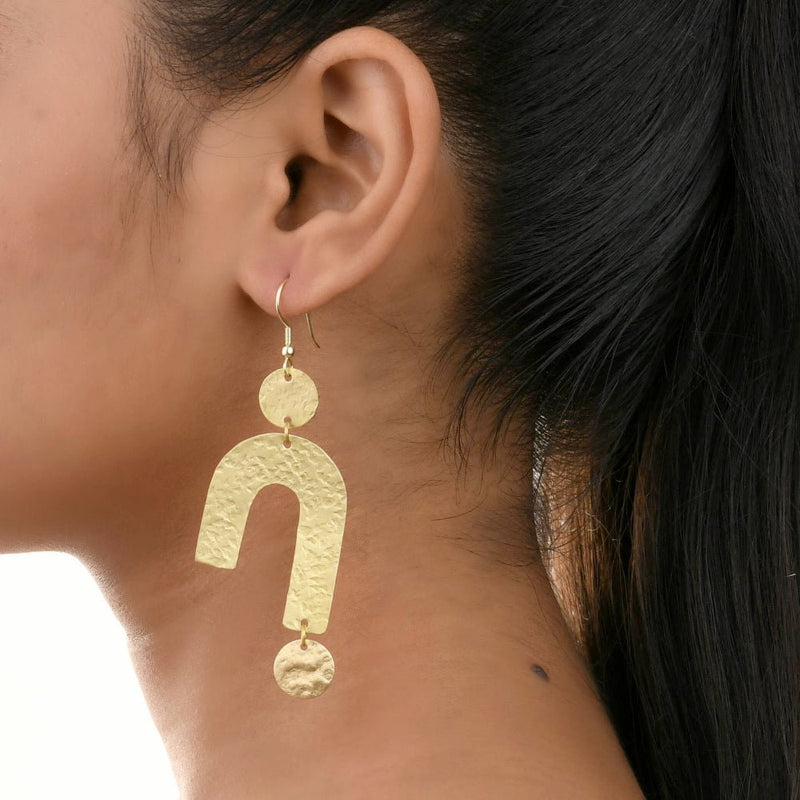 Buy Handcrafted Brass U Shaped Textured Earrings | Shop Verified Sustainable Womens earrings on Brown Living™