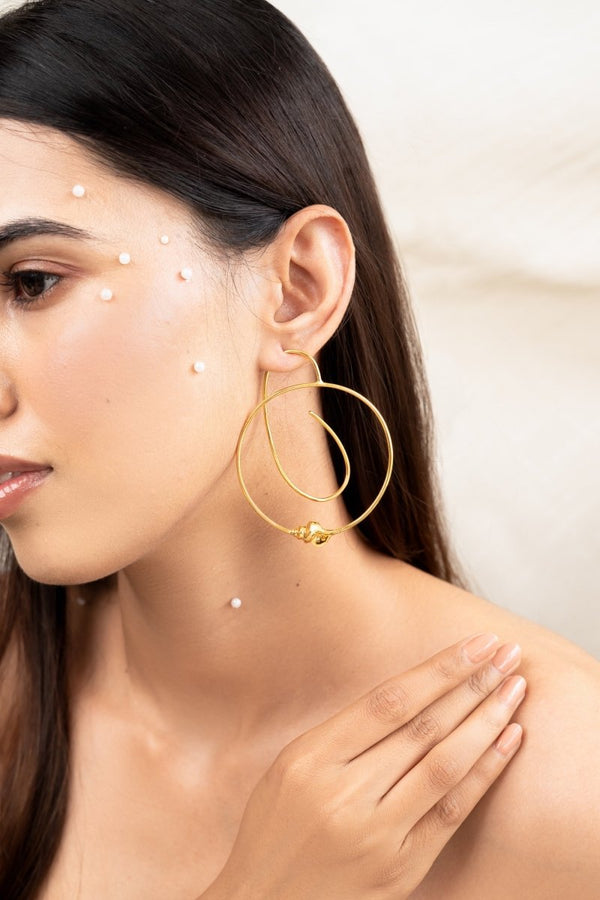 Buy Handcrafted Conch shell Cuff Gold Plated Brass Earrings | Shop Verified Sustainable Womens earrings on Brown Living™