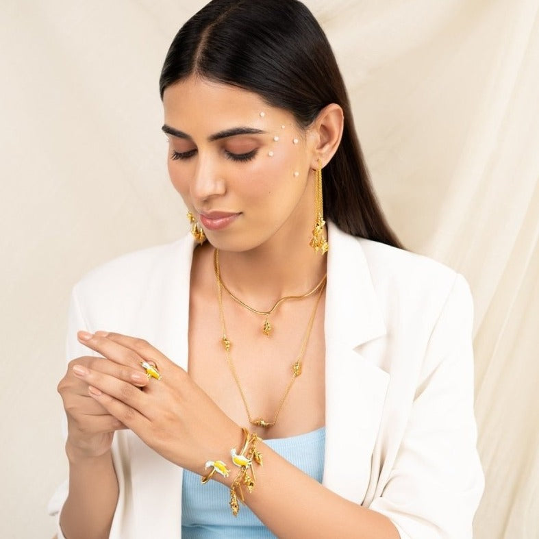 Buy Handcrafted Conch Shell Layered Gold Plated Brass Necklace | Shop Verified Sustainable Products on Brown Living