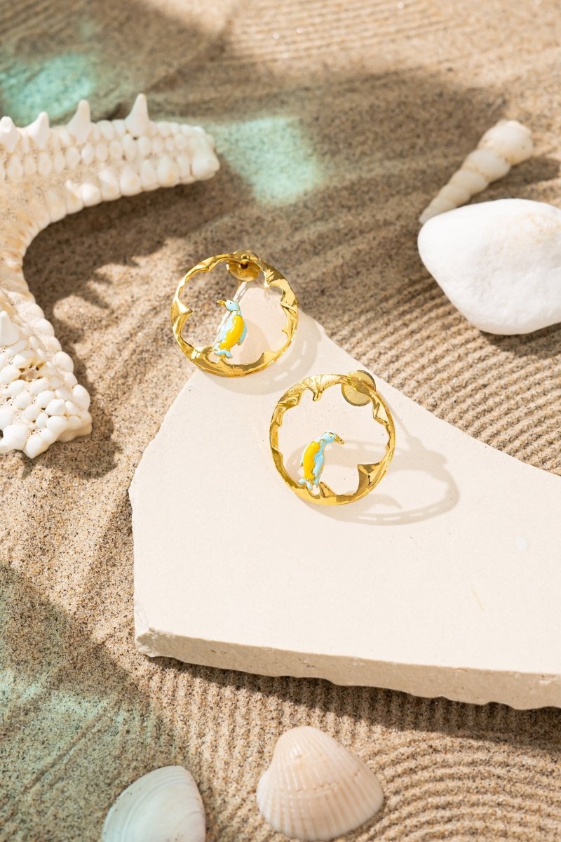 Buy Handcrafted Galápagos Stud Gold Plated Brass Earrings | Shop Verified Sustainable Womens Bracelets on Brown Living™