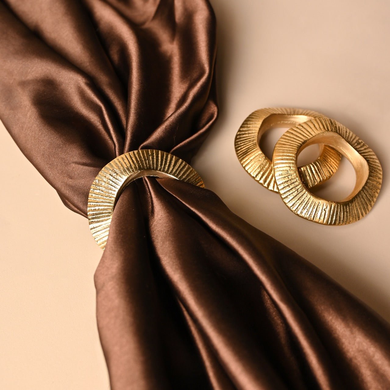 Handcrafted Gehna Napkin Rings | Brass Table Decor | Verified Sustainable by Brown Living™