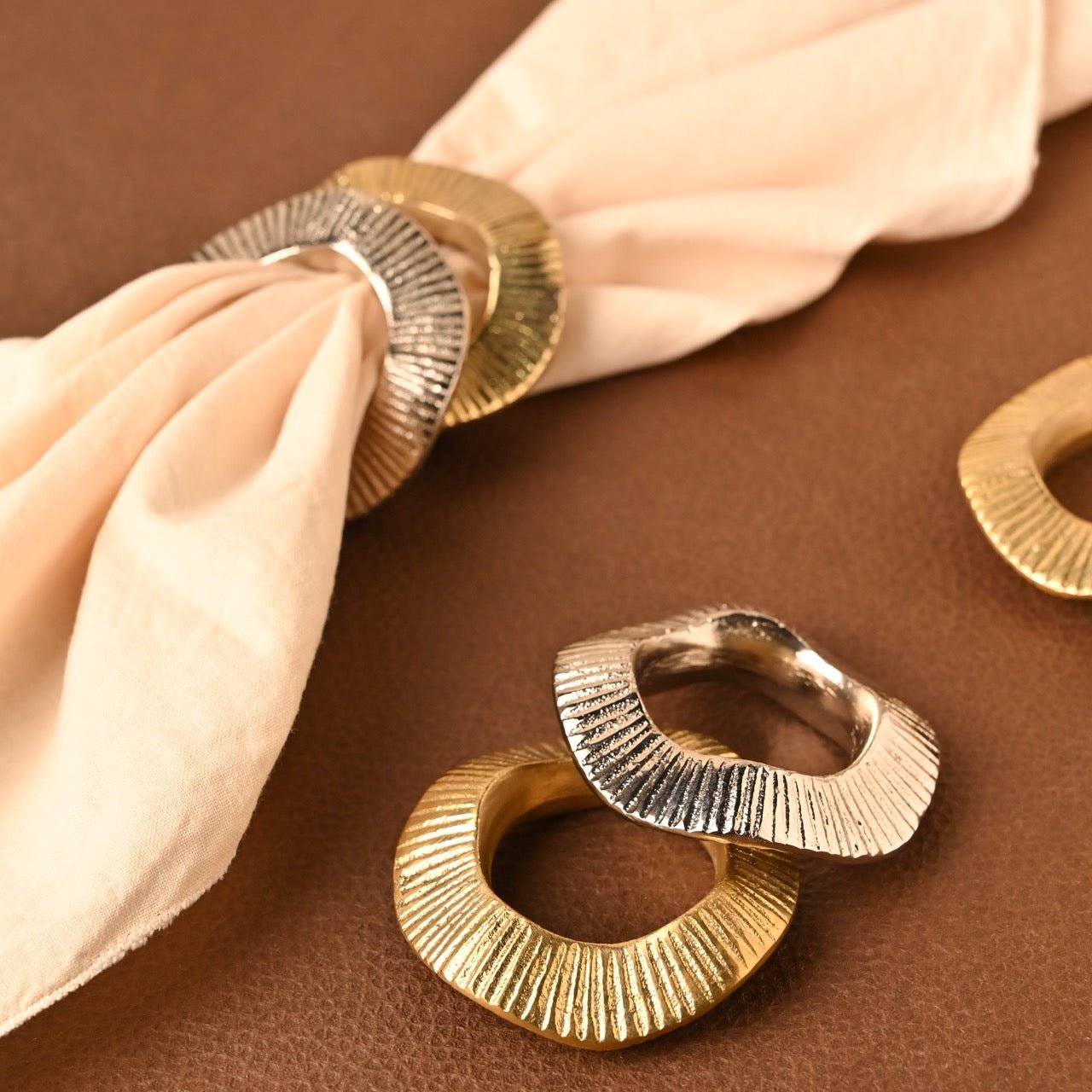 Handcrafted Gehna Napkin Rings | Brass Table Decor | Verified Sustainable by Brown Living™