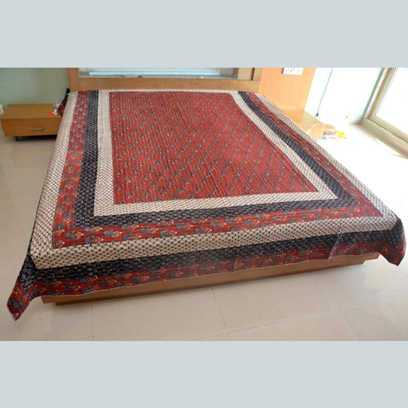 Buy Handcrafted Kantha Craft Bedcover with Patchwork - Maroon and Black - 108x90 inch | Shop Verified Sustainable Products on Brown Living
