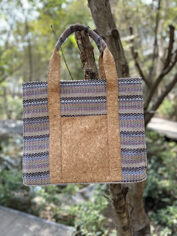 Buy Handcrafted Lilac Box Bag |Cork Fabric Bag | Shop Verified Sustainable Womens Handbag on Brown Living™