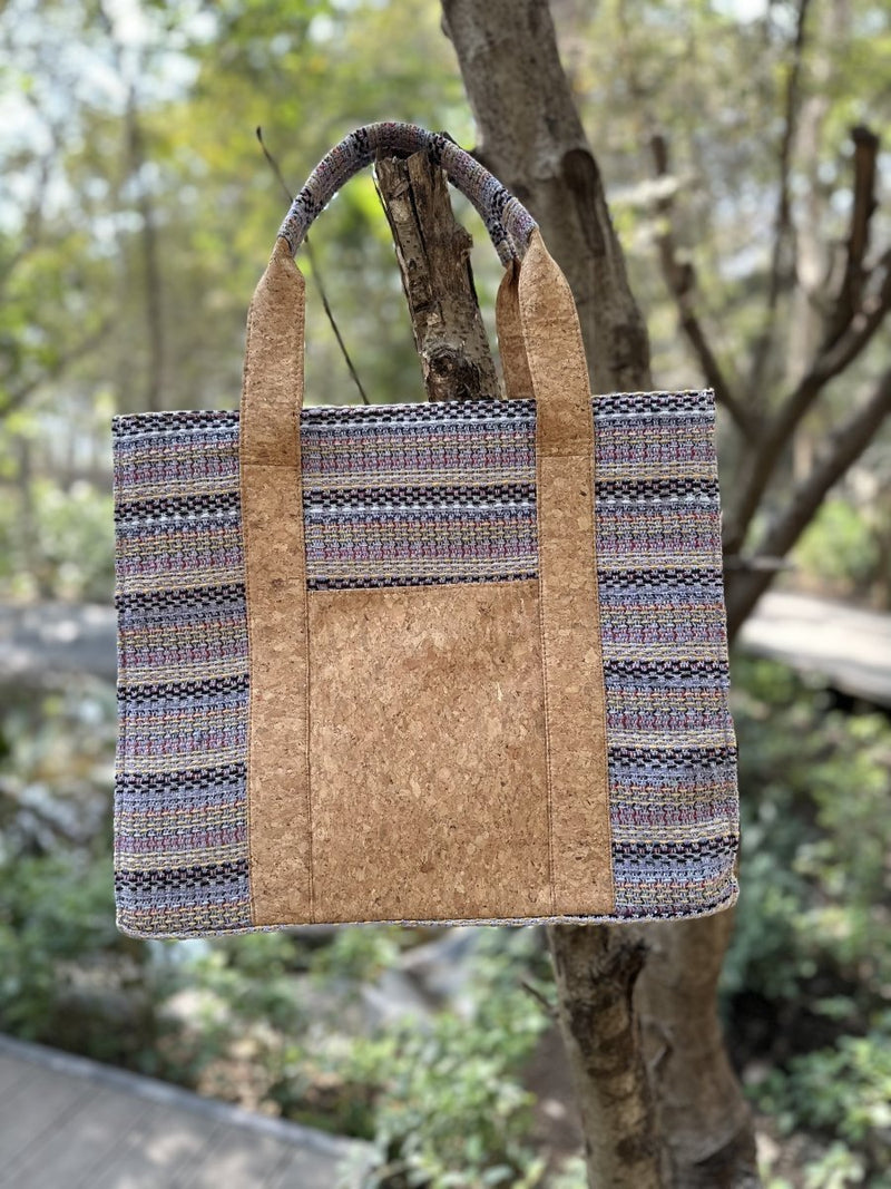 Buy Handcrafted Lilac Box Bag |Cork Fabric Bag | Shop Verified Sustainable Products on Brown Living