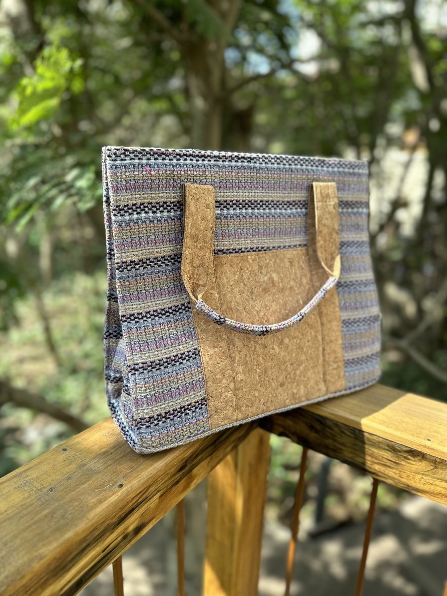 Handcrafted Lilac Box Bag |Cork Fabric Bag | Verified Sustainable by Brown Living™