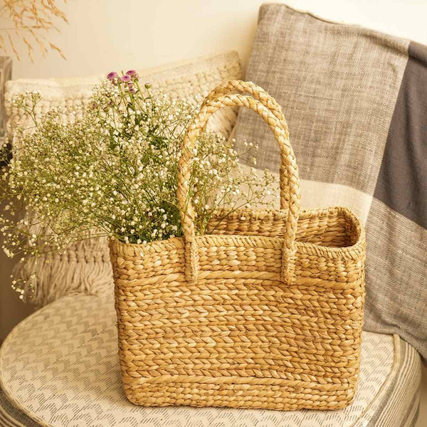 Buy Handcrafted Multipurpose Hyacinth Basket/Lunch Bag | Shop Verified Sustainable Products on Brown Living