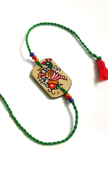 Handcrafted Natural Bamboo Rakhis | Folkart | Handpainted | Pack of 2 | Verified Sustainable by Brown Living™