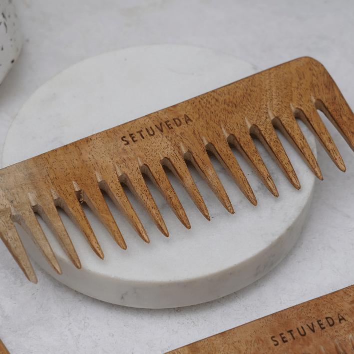 Buy Handcrafted | Neem Wood | Anti-HairFall | Elegant Comb | Shop Verified Sustainable Products on Brown Living