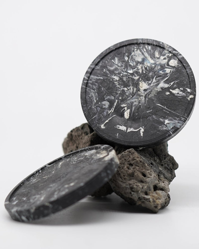 Buy Handcrafted Recycled Coaster I Stone Black I Set of 4 | Shop Verified Sustainable Table Essentials on Brown Living™