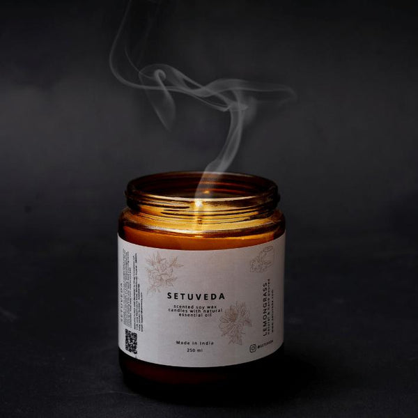 Buy Handcrafted | Scented Soy wax Candle Jar | Lemongrass | 250 ml | Shop Verified Sustainable Candles & Fragrances on Brown Living™