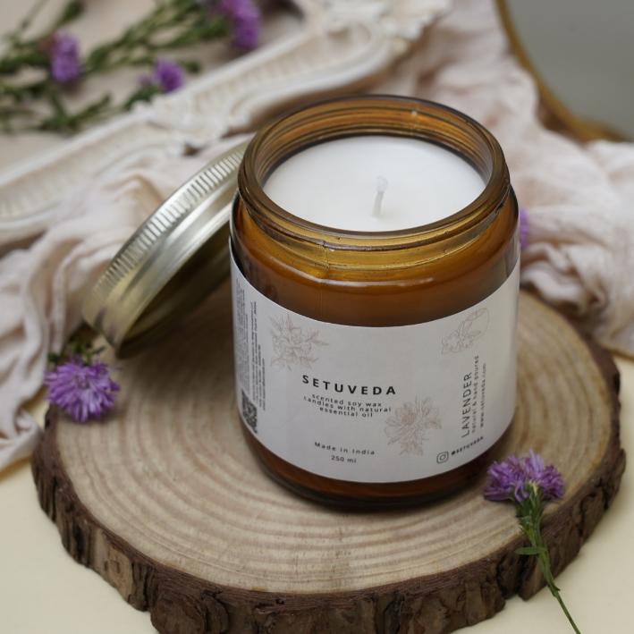 Buy Handcrafted | Soy wax Candle | 100% Natural | 250 ml | Lavender | Shop Verified Sustainable Products on Brown Living