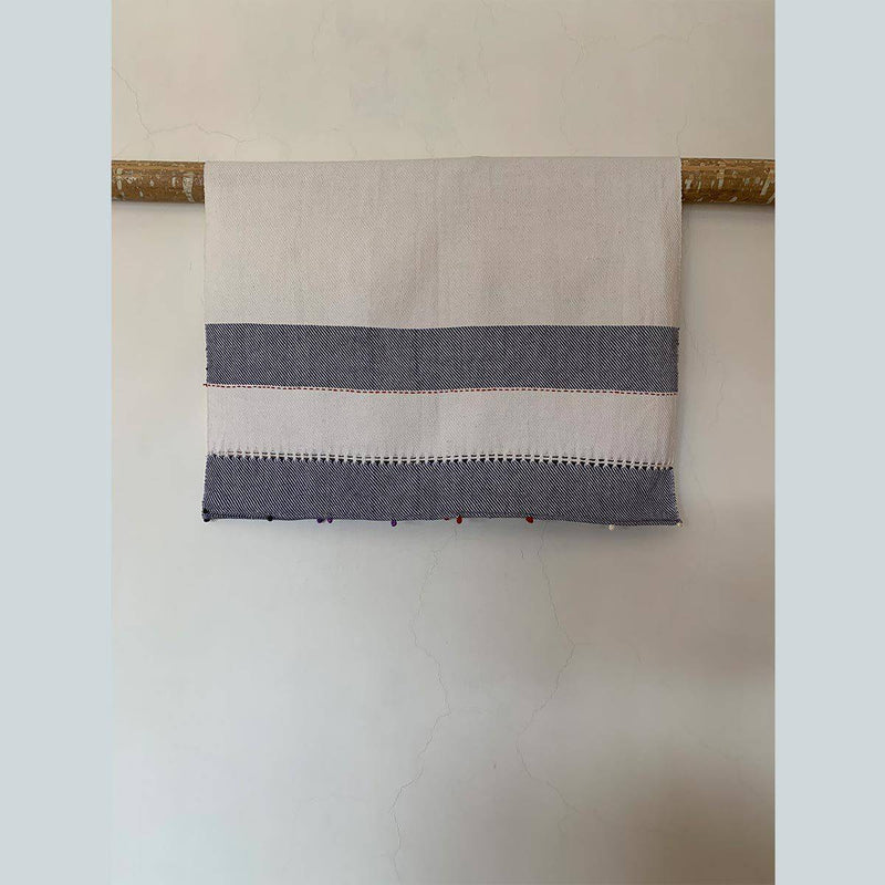 Buy Handcrafted Supersoft Absorbent Hand Towel - Navy Blue and White Small - 28x18 inch | Shop Verified Sustainable Products on Brown Living
