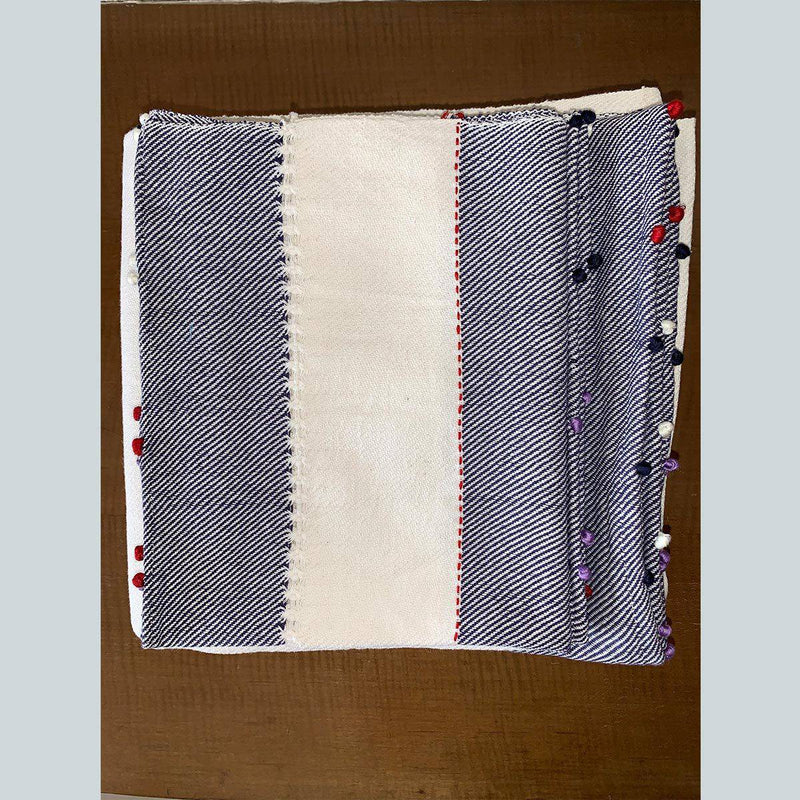 Buy Handcrafted Supersoft Absorbent Hand Towel - Navy Blue and White Small - 28x18 inch | Shop Verified Sustainable Products on Brown Living