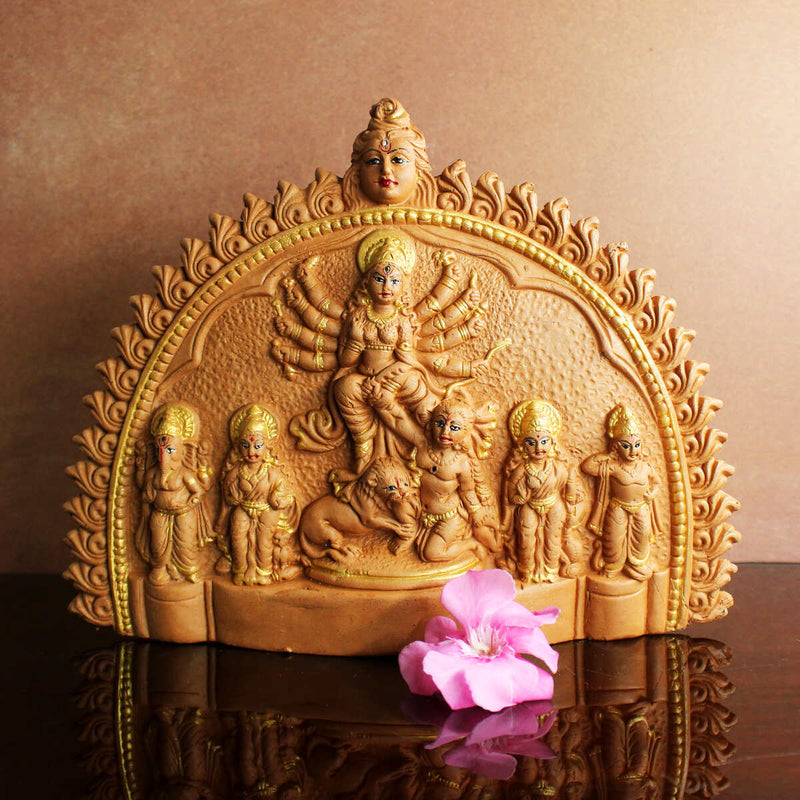 Buy Handcrafted Terracotta Family Durga Idol | Shop Verified Sustainable Products on Brown Living