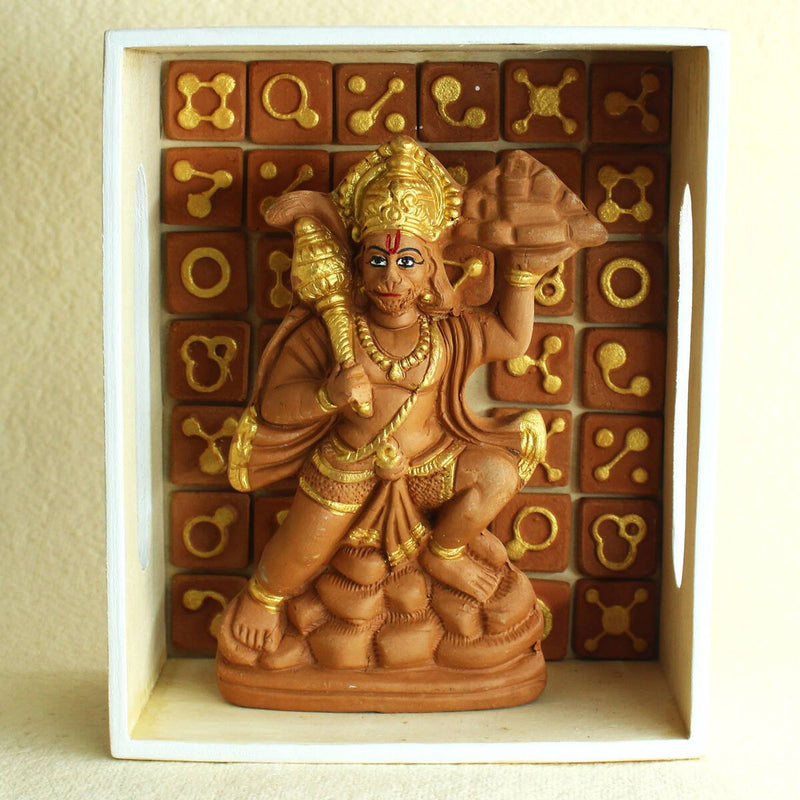 Buy Handcrafted Terracotta Parvat Hanuman Idol | Shop Verified Sustainable Religious Items on Brown Living™