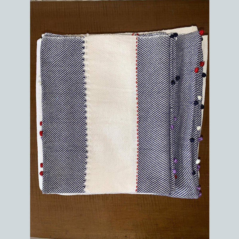 Buy Handcrafted Ultrasoft Hand Towel - Navy Blue Stripes and White - 28x18 inch | Shop Verified Sustainable Products on Brown Living