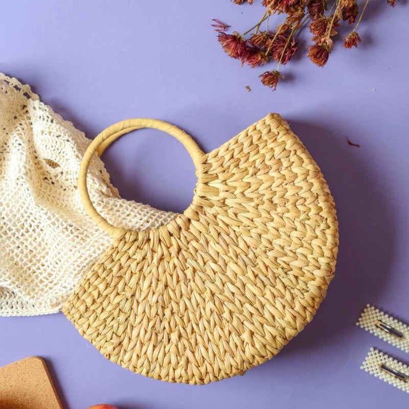 Handcrafted Water Reed (Kauna Grass) Handbag- Medium | Verified Sustainable Womens Handbag on Brown Living™