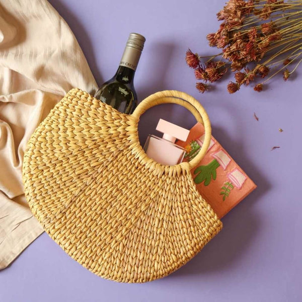 Handcrafted Water Reed (Kauna Grass) Handbag- Medium | Verified Sustainable Womens Handbag on Brown Living™