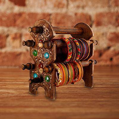 Buy Handcrafted Wooden Antique Finish Bangles Stand Holder (STONE) | Shop Verified Sustainable Products on Brown Living