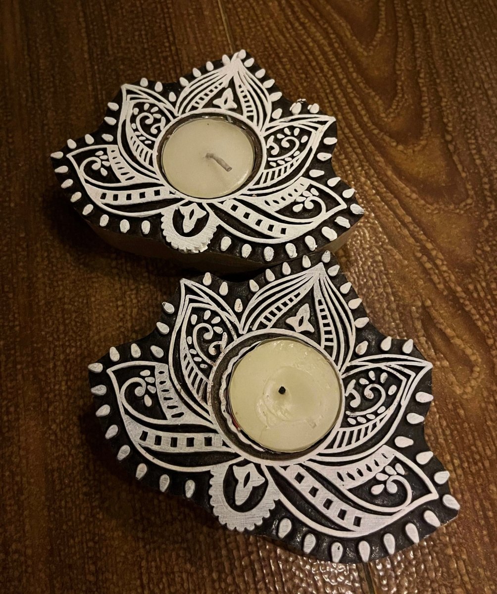 Handcrafted Wooden Diya | Tea light holders | Lotus | Verified Sustainable by Brown Living™