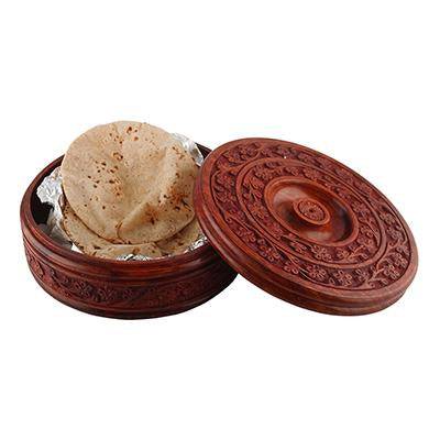 Seasoned Sheesham Wood Engraved Casserole with Free 2 Spoons | Verified Sustainable by Brown Living™