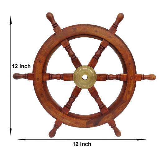 Handicrafts Wooden Ship Wheel For Home Decor (12 Inches) | Verified Sustainable by Brown Living™