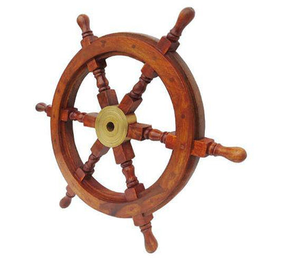 Handicrafts Wooden Ship Wheel Wall Hanging - 18 Inches | Verified Sustainable by Brown Living™