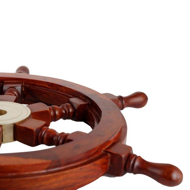 Handicrafts Wooden Ship Wheel Wall Hanging - 18 Inches | Verified Sustainable by Brown Living™