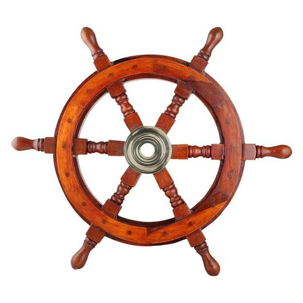 Buy Handicrafts Wooden Ship Wheel Wall Hanging Showpiece 18 Inches | Shop Verified Sustainable Products on Brown Living