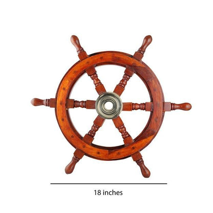 Handicrafts Wooden Ship Wheel Wall Hanging - 18 Inches | Verified Sustainable by Brown Living™