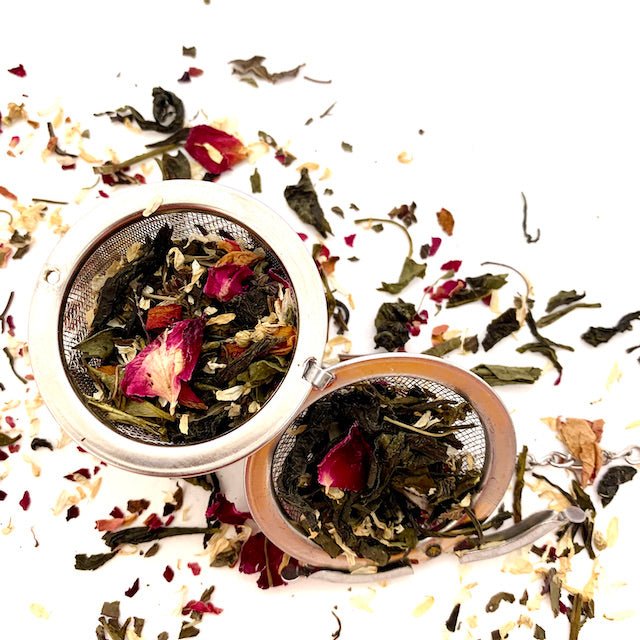 Buy Organic First Flush Chamomile Mint Rose Whole Leaf Green Tea | Shop Verified Sustainable Tea on Brown Living™