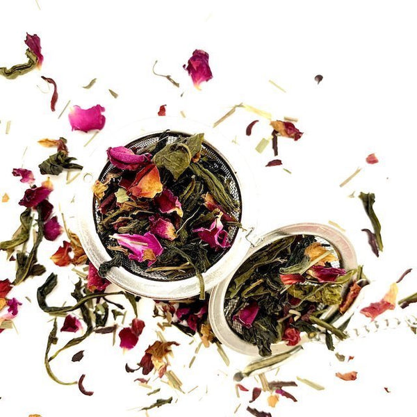 Buy Handmade 100% Certified Organic Hibiscus Lemongrass Rose Whole Leaf Green Tea | Shop Verified Sustainable Products on Brown Living