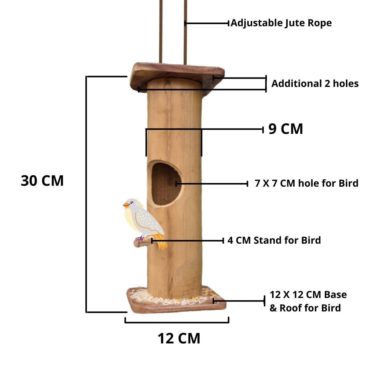 Handmade Bamboo Bird Feeder with Hanging Rope | Verified Sustainable by Brown Living™