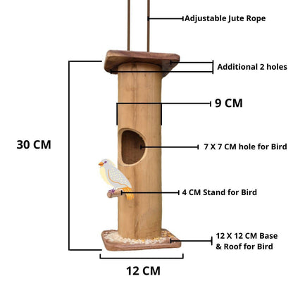 Handmade Bamboo Bird Feeder with Hanging Rope | Verified Sustainable by Brown Living™