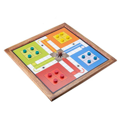 Handmade Wooden 2 in 1 Ludo Magnetic Snakes and Ladders Board Game | Verified Sustainable by Brown Living™