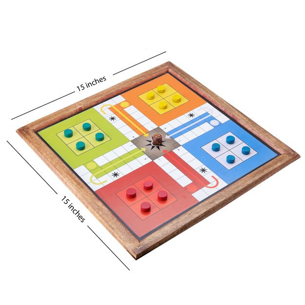 Handmade Wooden 2 in 1 Ludo Magnetic Snakes and Ladders Board Game | Verified Sustainable by Brown Living™