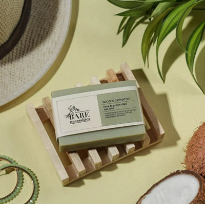 Handmade Cold processed Rose & Green Soap for Dry Skin - Pack of 2 – Body Soap on Brown Living™. SKU: Soothe - operator - soap - 75g. Img 1.